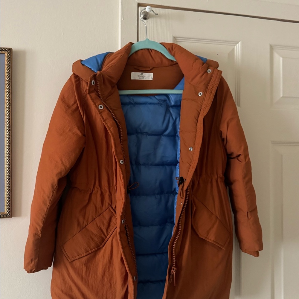 H&M Terracotta Puffer Jacket with Sky Blue Lining